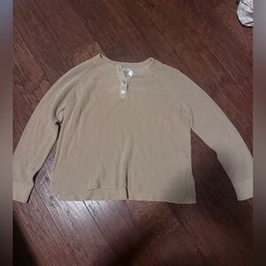 Rails Beige Buttoned Long Sleeve Top